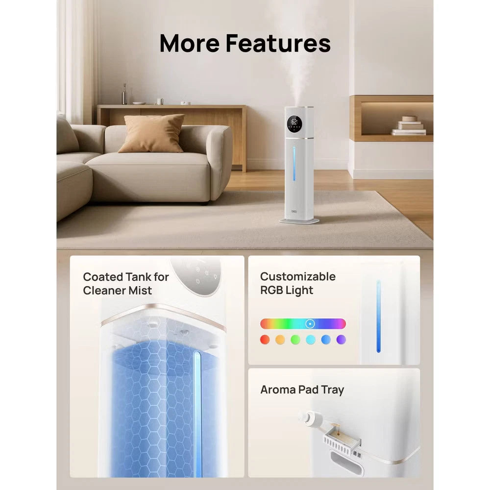 DREO Smart Ultrasonic Cool Mist Humidifier – 3 Gallon, 100H Runtime for Large Rooms