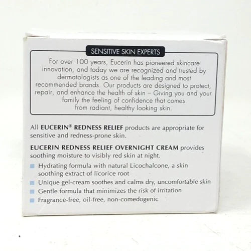 Eucerin Redness Relief Night Cream – 1.7 oz Sensitive Skin Moisturizer