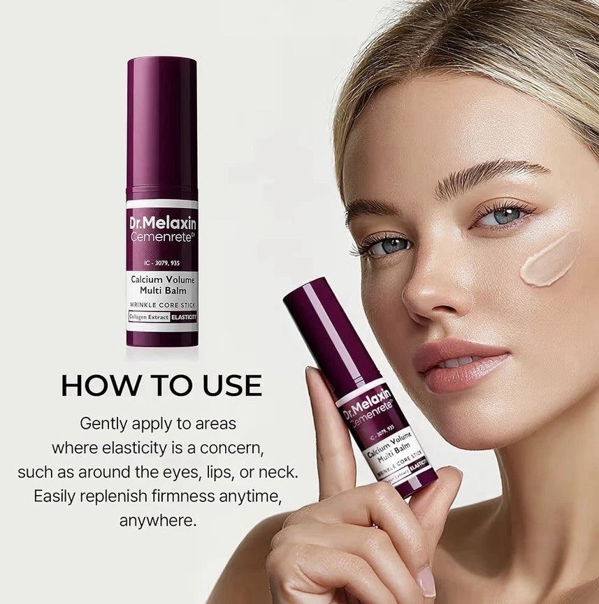 Cemenrete Calcium Volume Balm Stick skincare product for convenient hydration, skin nourishment, and a plump radiant appearance.